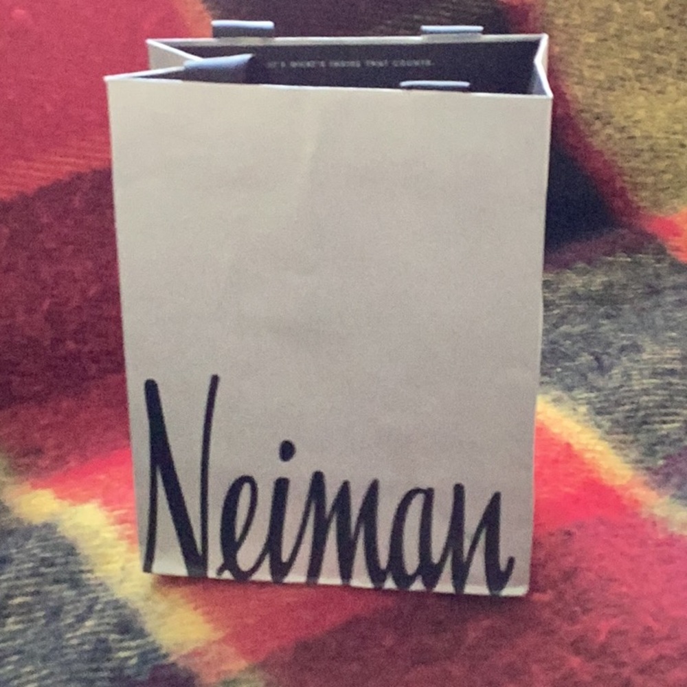 Neiman Marcus shopping silver paper bag9x4x7